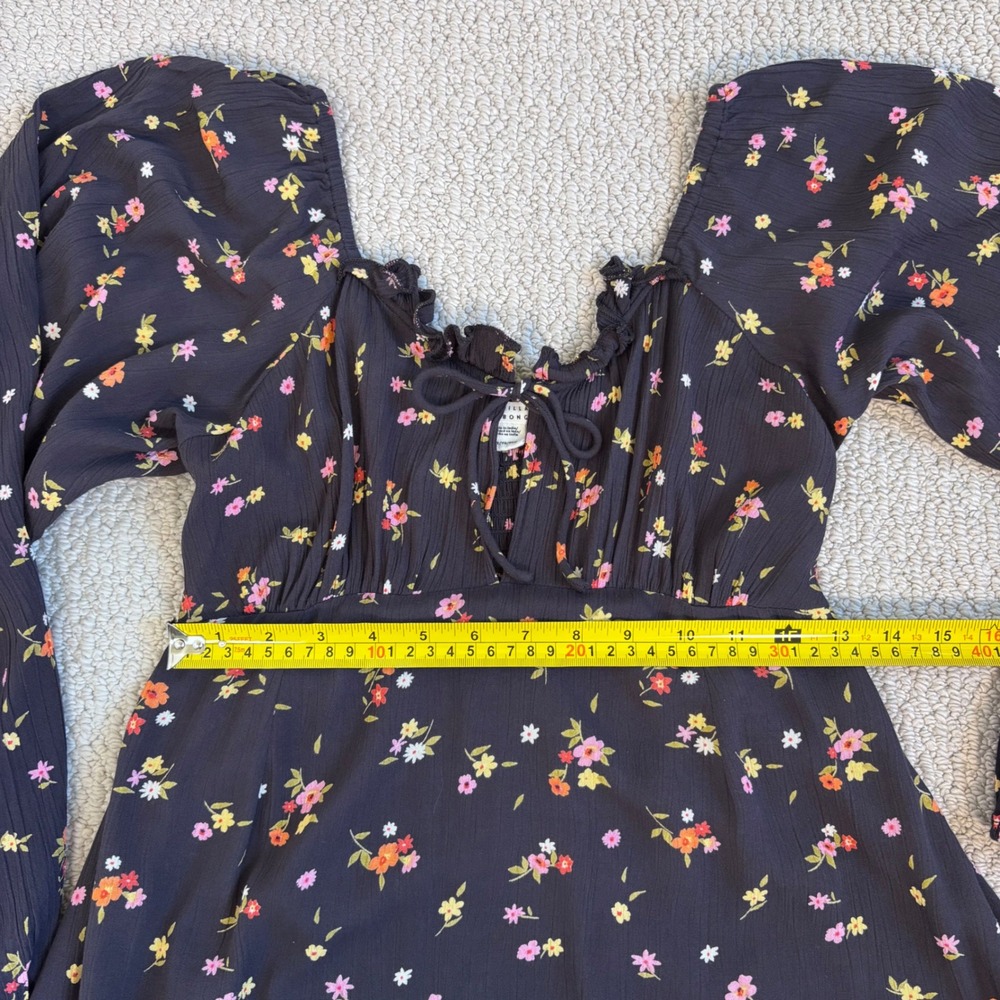 Billabong Floral Maxi Dress, Black XS, Long Sleeve Boho Prairie Cottage whimsy - Picture 9 of 16